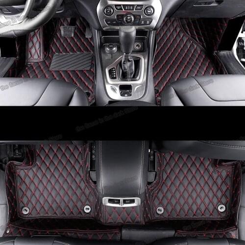 Leather car interior floor mats for jeep cherokee KL 2014 2015 2016 2017 2018 2019 2020 2021 accessories parts carpet cover