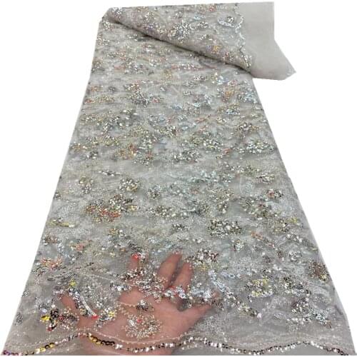 SJ Lace African Sequins Lace Fabric 2021 High Quality Lace Nigerian Lace Fabric Bridal French Tulle Lace Fabric For Dress r4-62