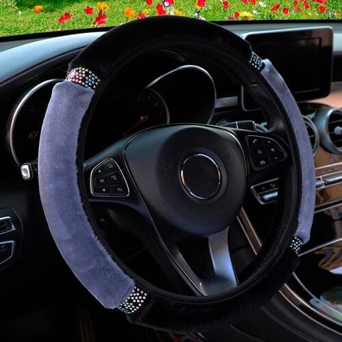 LEEPEE 37-38cm Diameter Universal Plush Steering-Covers Car-styling Interior Accessories Car Steering Wheel Cover