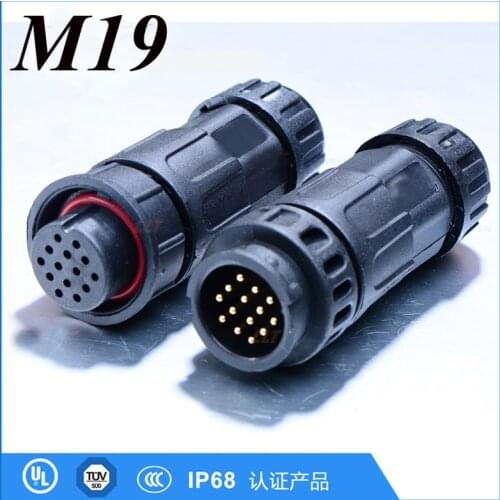 LLT M19 Cable Connector 2 3 4 5 6 7 8 9 10 12 14 Pin Waterproof IP68 LED Power Cable to Cable Electrical Connector