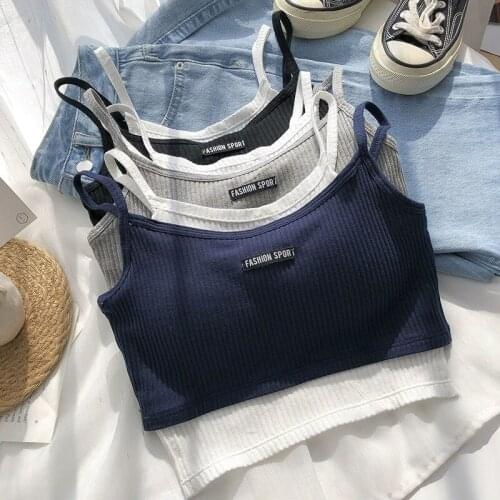 Patchwork Tank Top Womens Sports Short Contrast Color Top Fake Two Pieces Vest Knitted Padded External Wear Camisole