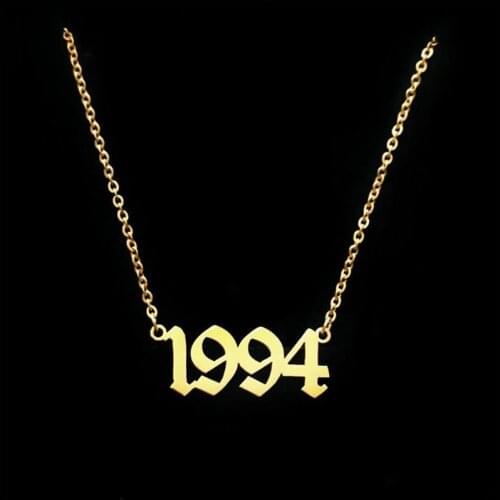 Trendy Fashion Special Year 1985~2020 Choker Birthday Gift Jewelry Old English Number Necklace For Women Men Pendant Necklace
