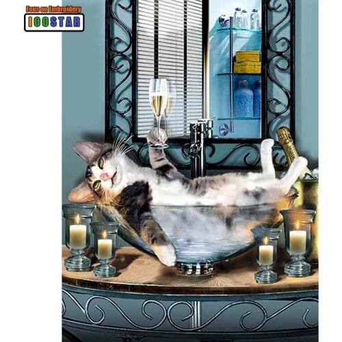 Full Diy square round Diamond Painting Cat drinking Embroidery Cross Stitch unicorn Needlework Christmas gift