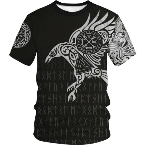 2021 latest Viking symbol 3D printed T-shirt mens summer short-sleeved Harajuku T-shirts mens street hip-hop unisex tops