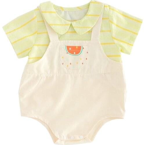 Baby clothes clothes Summer Boys and girls baby creeping clothes bag fart clothes summer new fake two pieces ha clothes