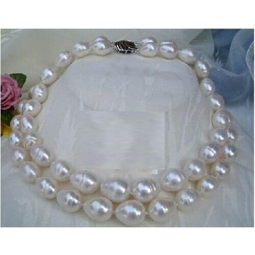 Double strands 9-10mm freshwater natural white baroque pearl necklace Pendants Free shipping
