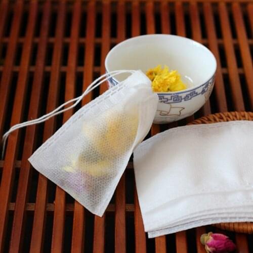 Tea Bags Empty Scented Drawstring Pouch Bag Seal Filter Cook Herb Spice Loose Coffee Pouches Tools 50Pcs/Lot