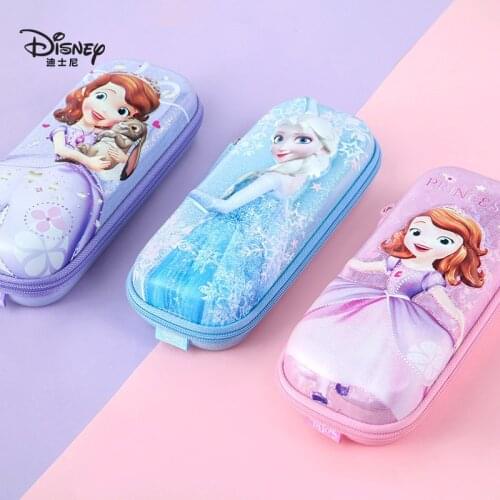 Original Disney Princess Frozen Large Capacity Pencil Box Girl Cute Cartoon Stationery Box