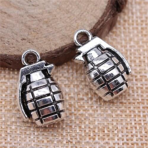 Free shipping 8pcs 22x13mm antique silver Grenade charms diy retro jewelry fit Earring keychain hair card pendant accessories