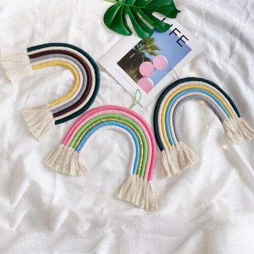 Handmade Weaving Rainbow Kids Room Wall Hanging Decoration Nordic Home Decoration Accessories Baby Birthday Party Gift