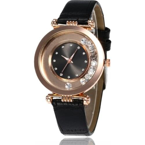 Luxury Women Watches Ladies Fashion Round Dial Crystal PU Leather Band Watch Female Quartz Wristwatches relogio feminino