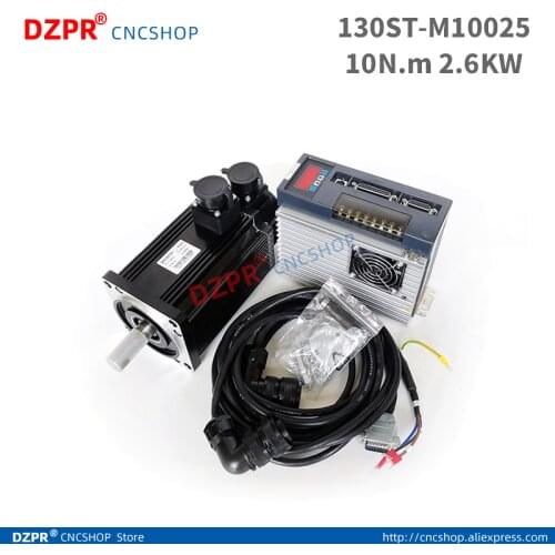Servo Motor 2.6KW AC SERVO MOTOR SYSTEM 10N.M 2600W 2500rpm 130ST-M10025 Matched Servo Driver for CNC Machine upgrade
