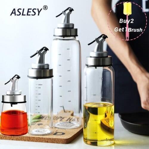 Olive Oil Dispenser Bottles Sauce Vinegar Seasoning Glass Container Kitchen Storage Cooking Tools Accessories with Degree Scale