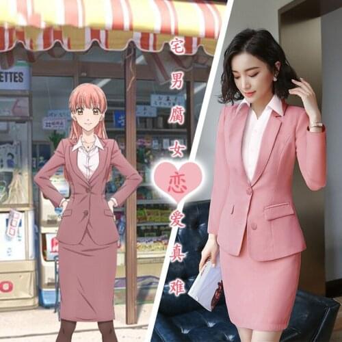 Wotakoi: Love is Hard for Otaku Cosplay Momose Narumi Cosplay Costume includes wig