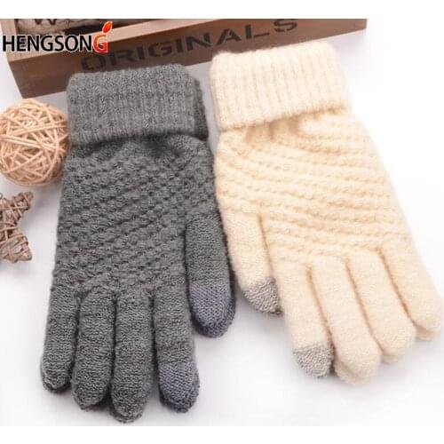 Women Knitted Winter Gloves Cashmere Knitted Women Autumn Warm Thick Gloves Touch Screen Skiing Gloves