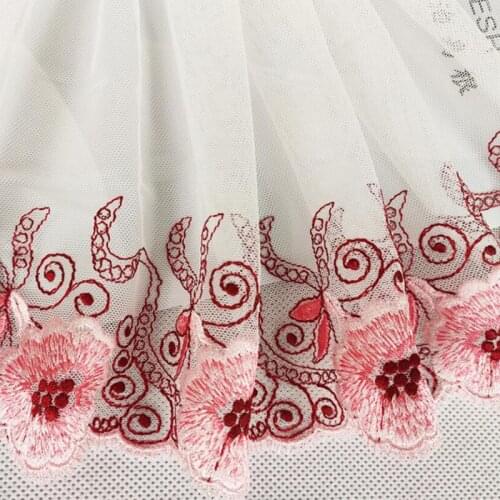 20Yards White Mesh Embroidered Lace Trims Flower Lingerie Bra Dress Sleeve Ribbon Fabric Decoration DIY Crafts Free Shipping