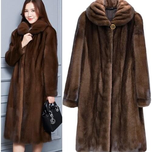 S-6XL New Fashion Women Winter Clothing High Imitating Mink Trench Coat Long Style 2018 Mink Fur Coat Plus Size Faux Fur Coat