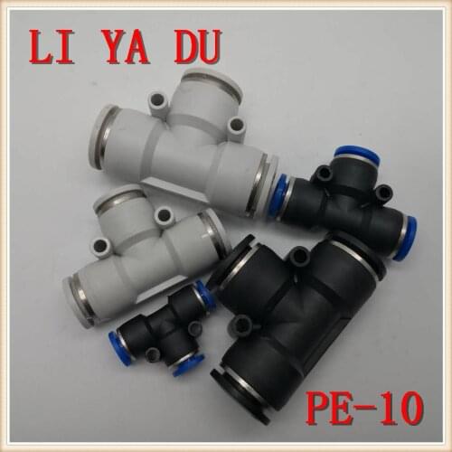 10PCS/LOT PE-08 Pneumatic 8mm Tube 3 Way T Air Fitting Hose Joint Pipe Connector Joiner Plastic PE8