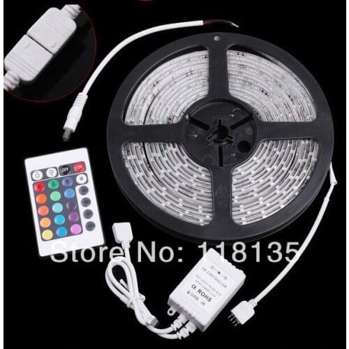 DC12V 5-meter/roll 300smd 3528 SMD Waterproof LED RGB Light Strip+remote controller