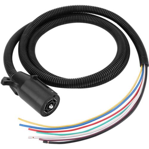 2 Meter 6/12/24V 7 Way Trailer Plug Cable Cord Wire Harness Blade Molded Connector for RV Towbar Towing