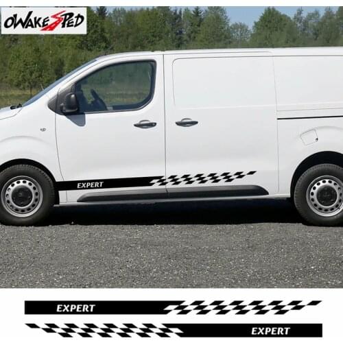 2pcs Car Stripes Side Skirt Vinyl Decal Auto Body Decor Sticker For Peugeot Expert Car Door Sport Styling Exterior Accessories