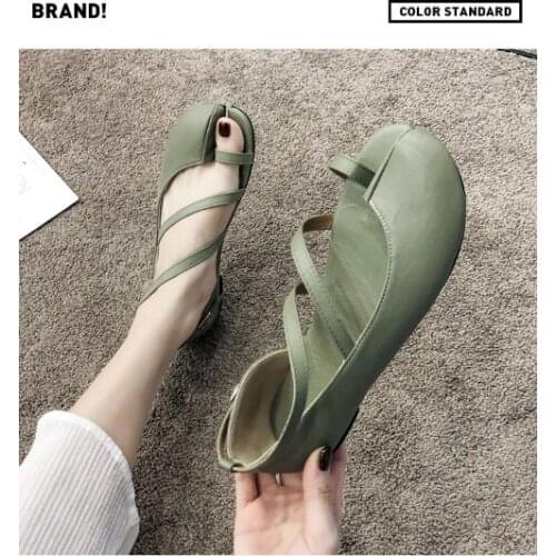 2020casual OL women lady girls Toe sandals flat basic shoes summer slip on