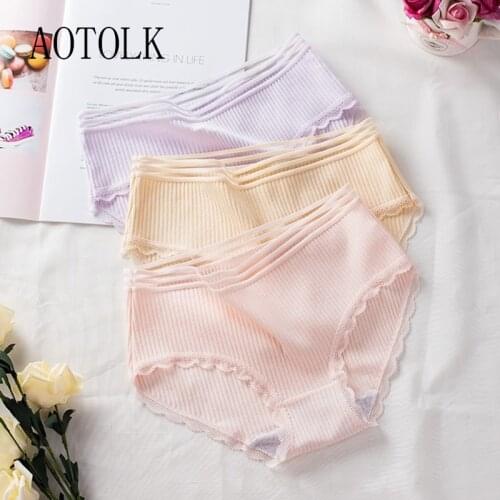 3Pcs/set Lace Panties For Girl Cotton Underwear M-XL Plus Size Briefs Female Panty Women Sexy Lingerie Fashion 10 Colors