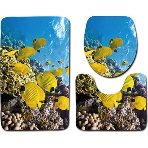 3pcs/set Vintage Cartoon Print Anti-slip Bathroom Floor Mat Home Decor Shower Non-Slip Rug Bath Door Mats