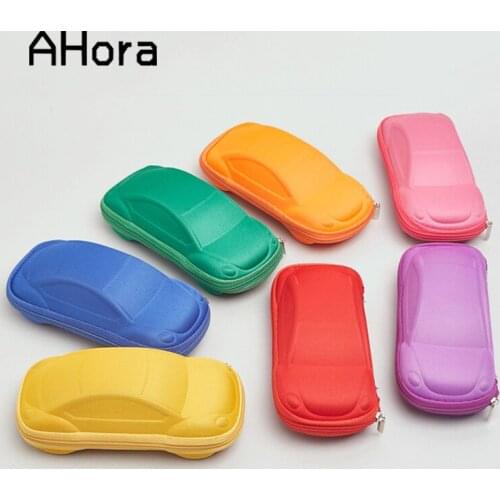 Ahora Cute Cartoon Car Glasses Case Zipper Box for Kids Boys Girls Portable Stationery Sunglasses Storage Case Organization