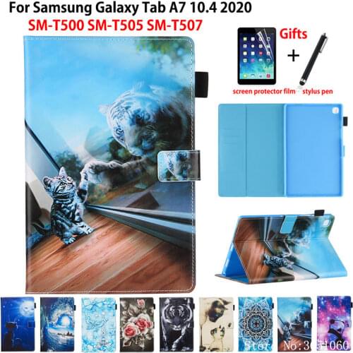 Case For Samsung Galaxy Tab A7 10.4 2020 Cover SM-T500 SM-T505 SM-T507 Funda Tablet Animal Pattern Stand Shell Coque Capa +Gift
