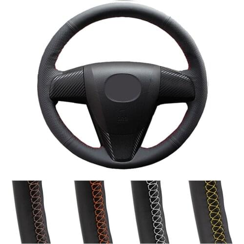 DIY Leather Hand-stitched Car Steering Wheel Cover For Mazda 3 Axela 2008-2013 Mazda CX-7 CX7 2010-2016 Mazda 5 2011-2013