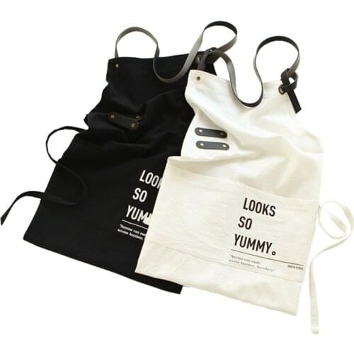 Gray Pink Cotton Linen Apron Florist Gardener Painter Artist Work Wear Barista Waitstaff Bartender Baker Pastry Chef Uniform D93