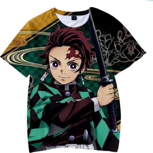 Manga T-shirt Summer 2021 New Anime Popular Tops Ghost Destroyer Blade Figure Adult Children 3D Printed Short Sleeve Clothing