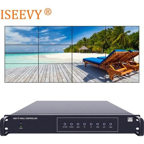 ISEEVY 4K Video Wall Controller 3x4 4x3 UHD TV Wall Controller support 3840*2160@60Hz HDMI DP Multiple Inputs for 12 TV Splicing