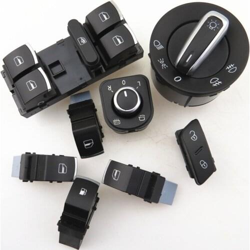 FHAWKEYEQ Car Window Master Button Fuel Tank Headlight Mirror Switch For VW Rabbit Jetta Golf MK5 5ND 941 431 A 5ND 959 857