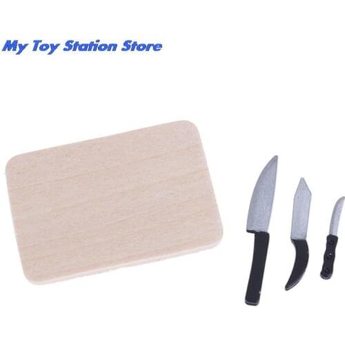 1 Set Mini Dollhouse Miniature Tableware Set Knife Pretend Play Kitchen Accessories Toy