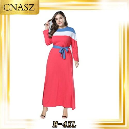 Muslim Dress Islamic Clothing Loose Large Size Womens Autumn Moroccan Kaftan Stitching Arabic Abaya Dress