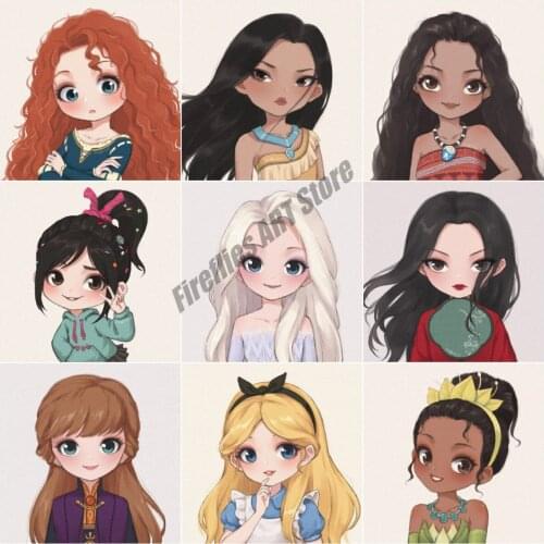 Disney Cartoon Princess Series Elsa DIY 5D Diamond Painting Embroidery Childrens Cross Stitch Kits Mosaic Home Decor Birthday