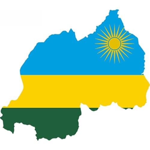 Rwanda Map Flag Car Sticker Silhouette Waterproof Accessories Decal PVC for Helmet Laptop Door Truck Windows,13cm*11cm
