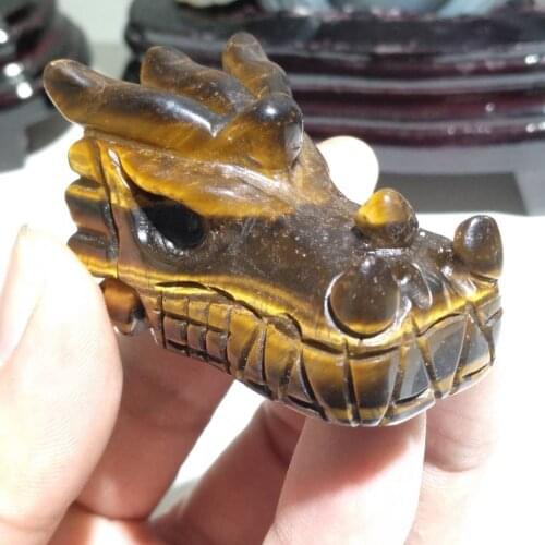 Natural Tigers eye jasper hand carved dragon skull crystal healing 1pc