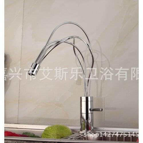 Deck mounted novel kitchen mixer, brass body chrome polished