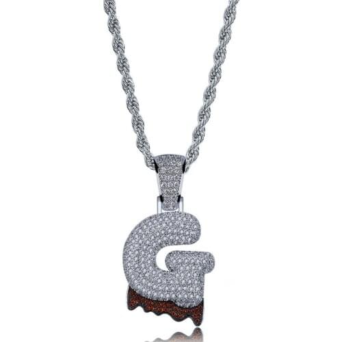OMYFUN Hip Hop Drip Bubble Letter G Pendant Necklace Jewelry Custom Bling A-Z Alphabet Bijoux Fashion Accessory Dropshipping