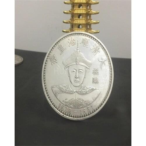The Qing Dynasty Emperor Of ShunZhi Commemorative Coin Silver Plated Dollar Coin For Home Decoration And Gifts