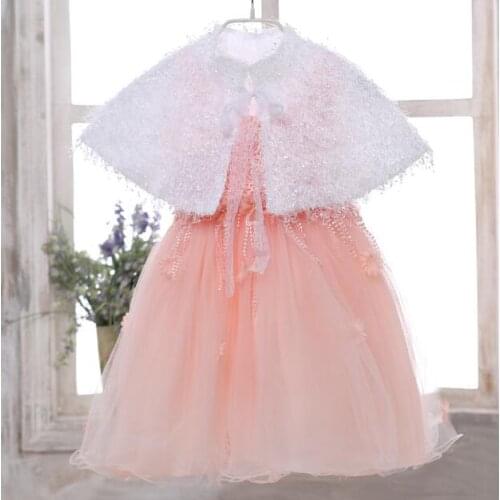 White Flower Girls Dress Wrap Short Cape Five Colors Solid Fur Formal Skirt Accessories Autumn and Winter