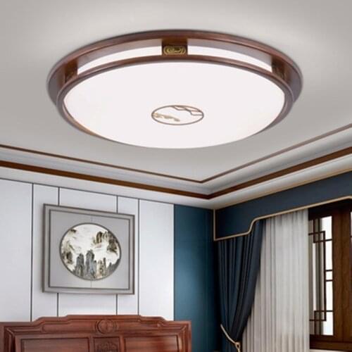 New Chinese Style Ceiling Lamp Living Room Ultra-Thin Solid Wood Lamps Antique Dining Room Bedroom Lamp Lighting Fixtrues