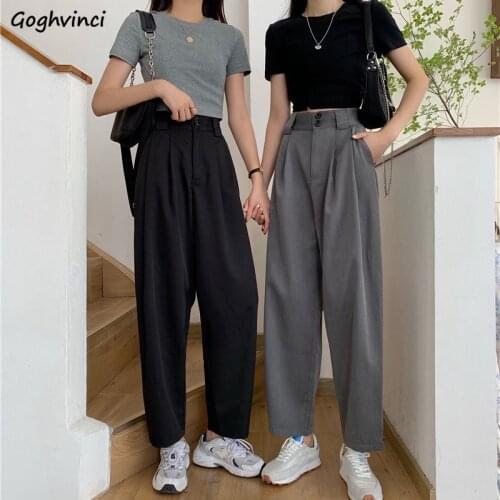 Casual Pants Women High-waist Wide-leg Loose Korean Style Draped Chic All-match Solid Office Lady Elegant Fashion Ulzzang New BF