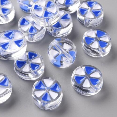 100pcs/lot Transparent Enamel Acrylic Flat Round with Triangle Beads for DIY Jewelry Making Crafts Accessories Supplies