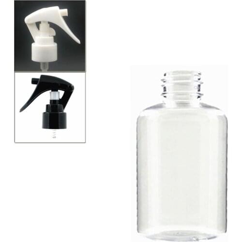 4oz/120ml empty boston round plastic bottle , clear pet bottle with black/white trigger sprayers