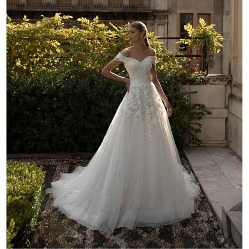 Romantic A-Line Wedding Dress 2021 Delicate Beading Appliques Sweetheart Bride Backless Lace Up Vestige De Noiva Bridal Gown