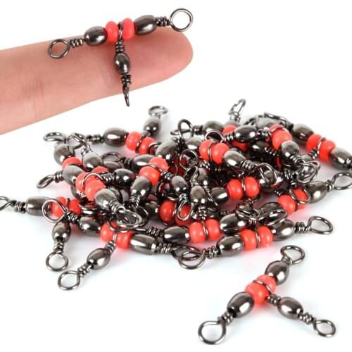 Fishing Snap Swivel 3 Way Barrel Rolling Swivel Ring Fishhook Lure Line Connector With Beads Fishing Accessory Tackle 10Pcs/lot